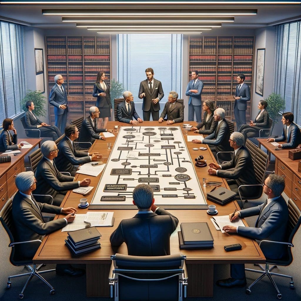 Legal Professionals Discussing Backward Integration Strategies