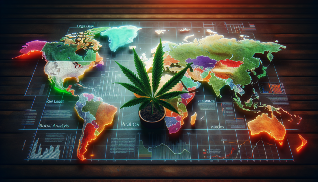 Global cannabis law reform map with legal documents