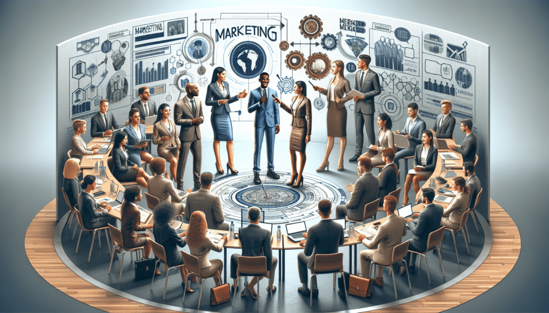 Lawyer using digital marketing tools at modern desk