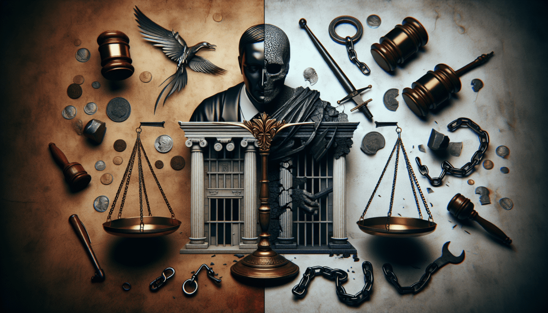 California Law Scales Showing Criminal Vs Civil Distinctions