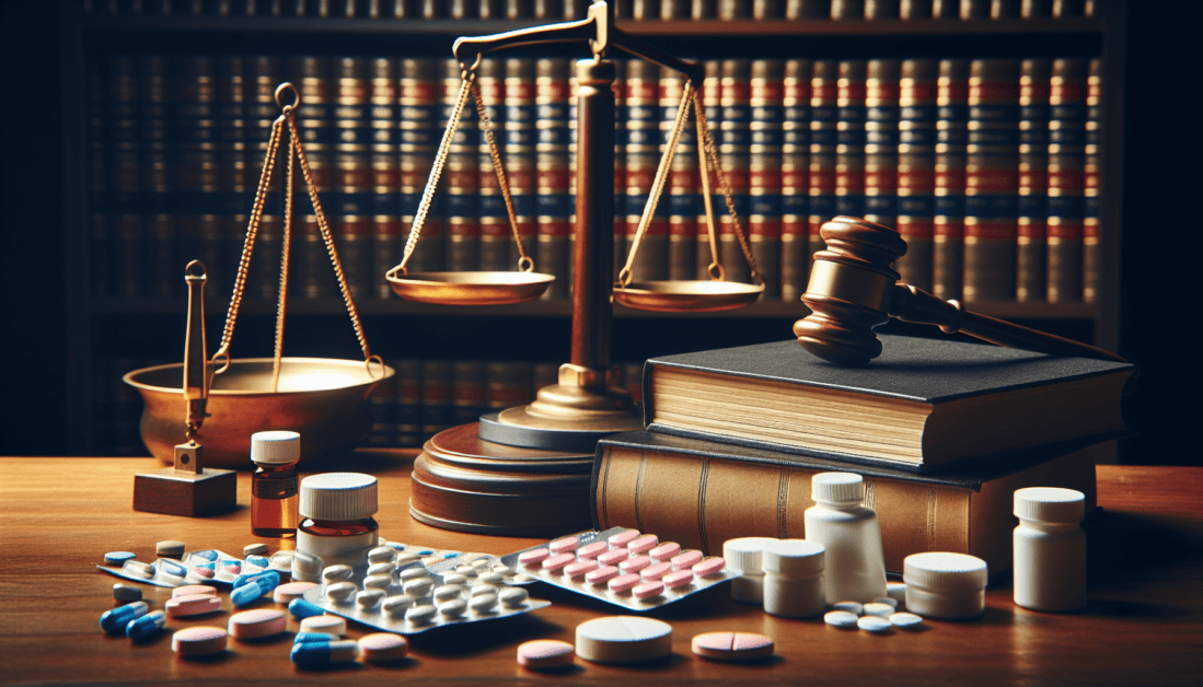 Legal documents, gavel, and handcuffs on desk