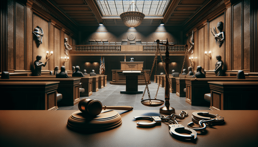 Gavel and legal documents on courthouse desk