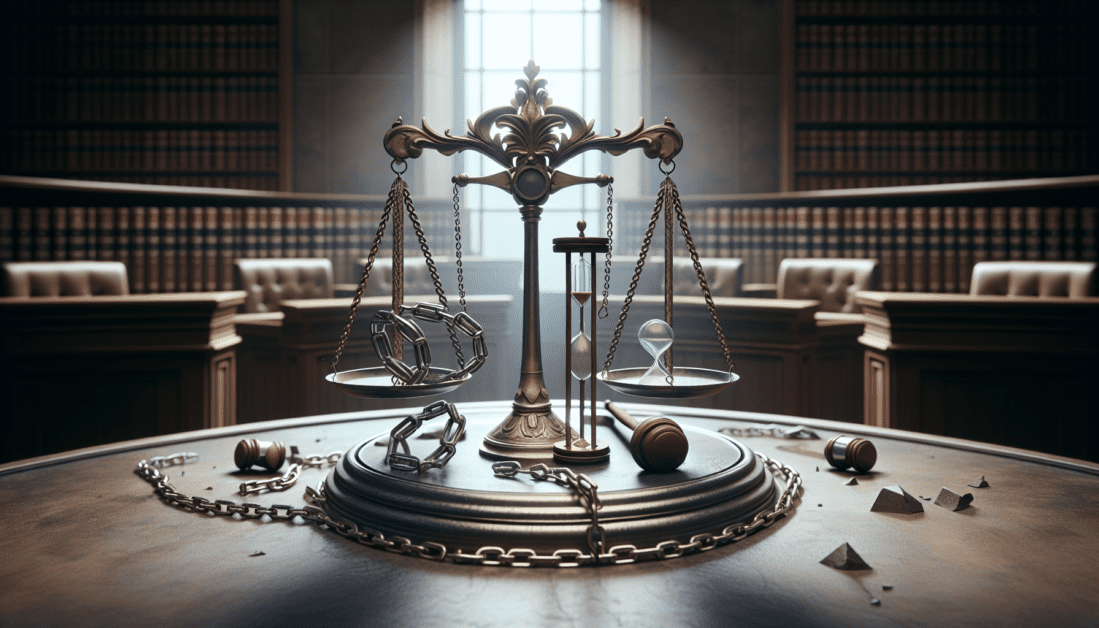 Negligence law concept with legal scales and gavel