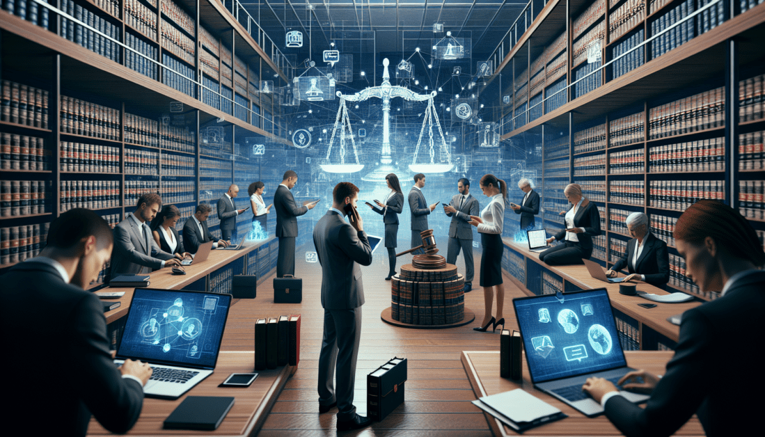 Social Media Icons Connecting to Law Firm Building