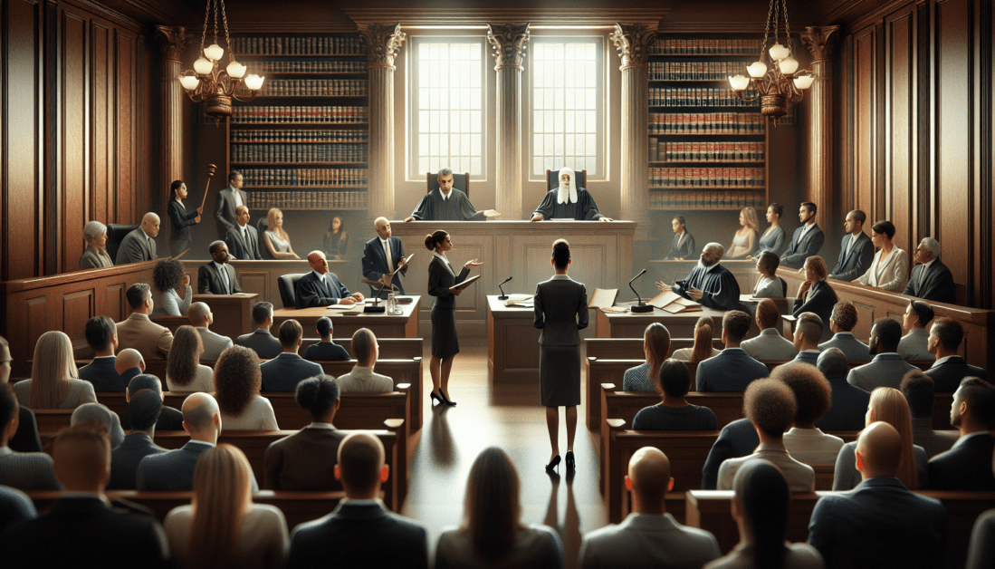 Courtroom Scene During a Legal Trial Proceeding