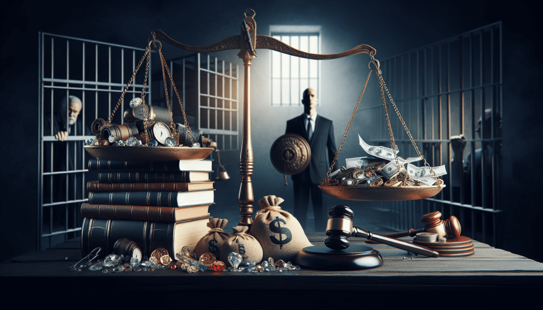 Gavel and legal scales representing theft law
