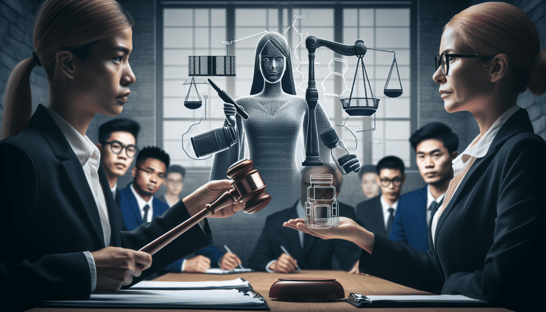 Product liability law books and gavel on desk