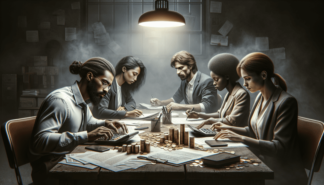 Calculator with dollar bills and family photo