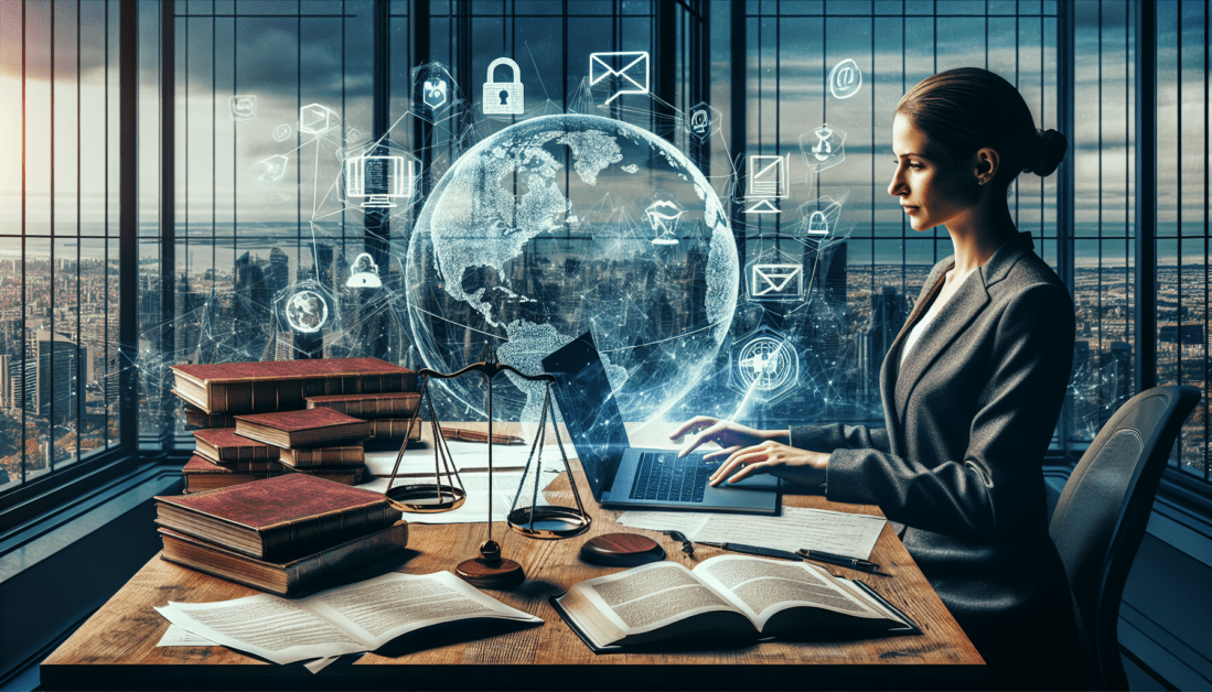 Modern Law Firm Office with Digital Marketing Elements