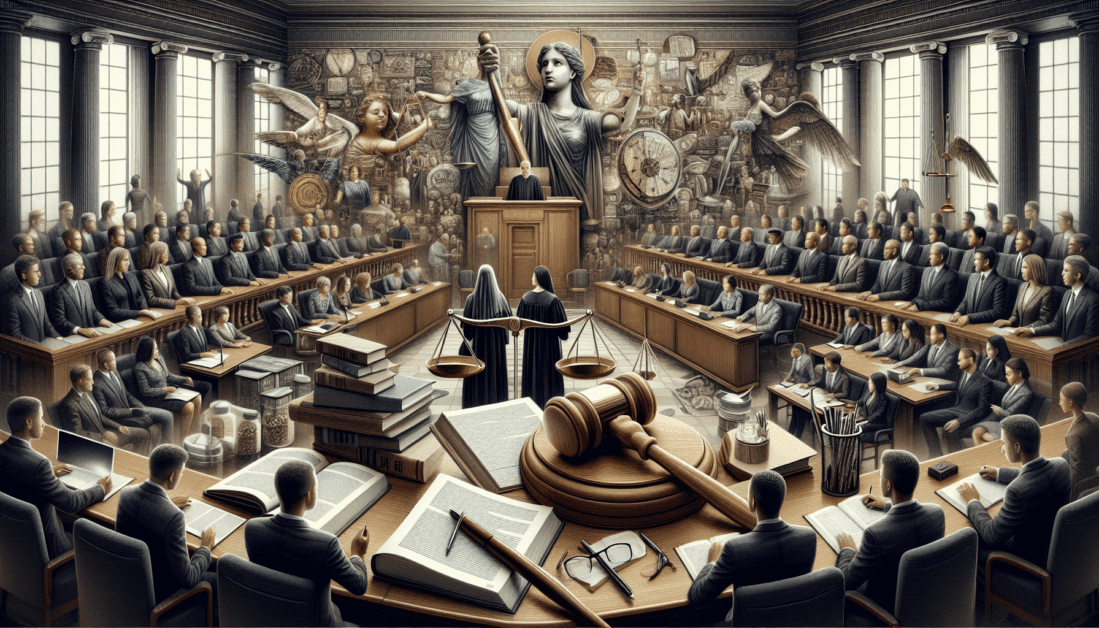 Civil Law Books and Scales of Justice Symbol