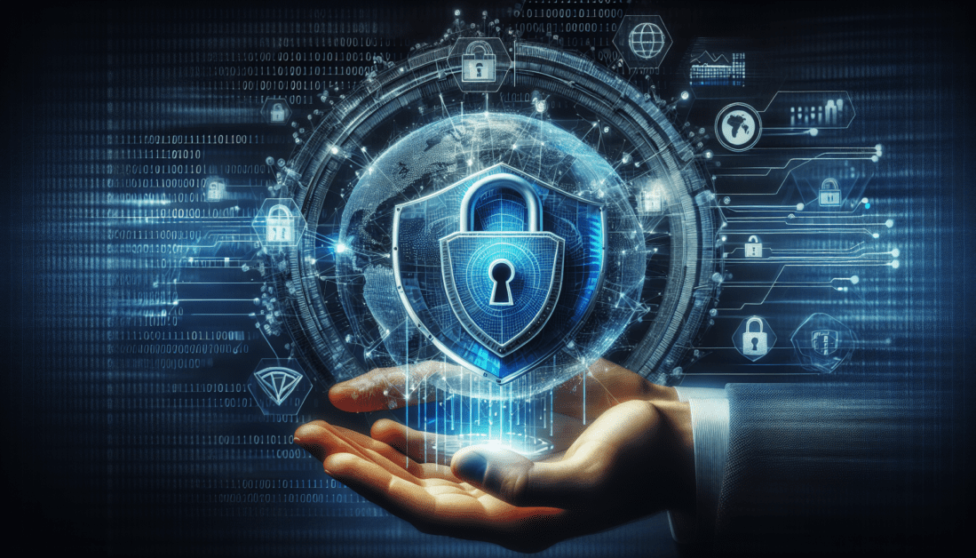 Digital Identity Protection Shield with Legal Symbols