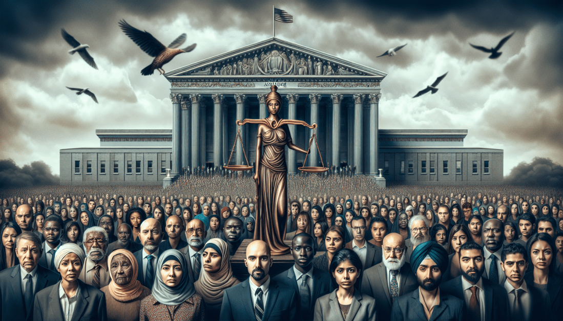 Legal guide book with asylum law documents and gavel