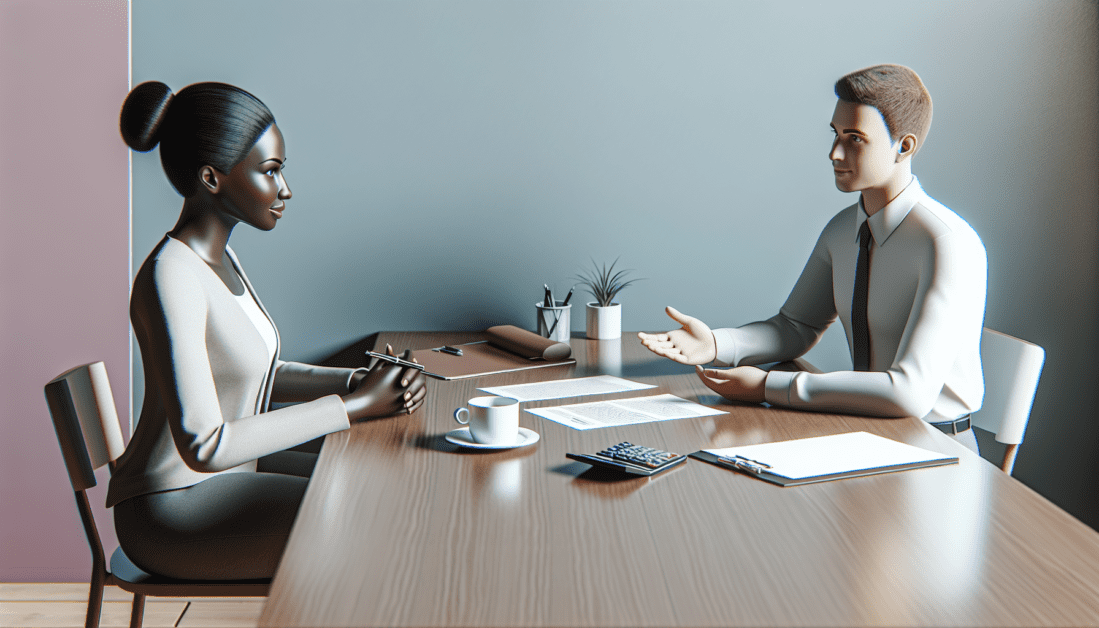 Couple reviewing spousal support documents with calculator