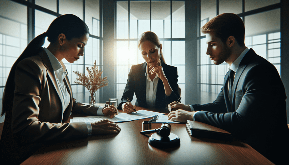 Lawyer and Client Discussing Documents in Office
