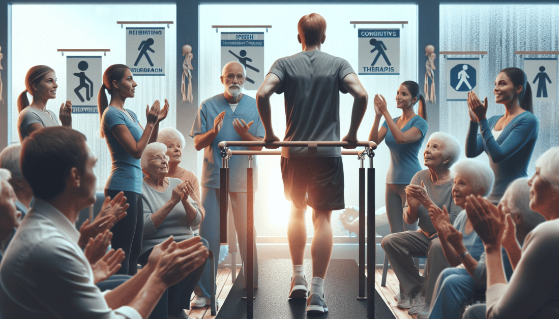 Rehabilitation team discussing patient treatment plans