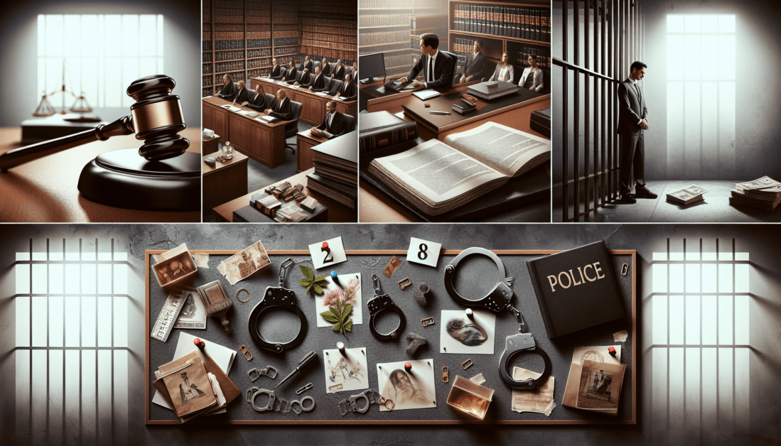 Gavel, Handcuffs, and Legal Books on Wooden Desk