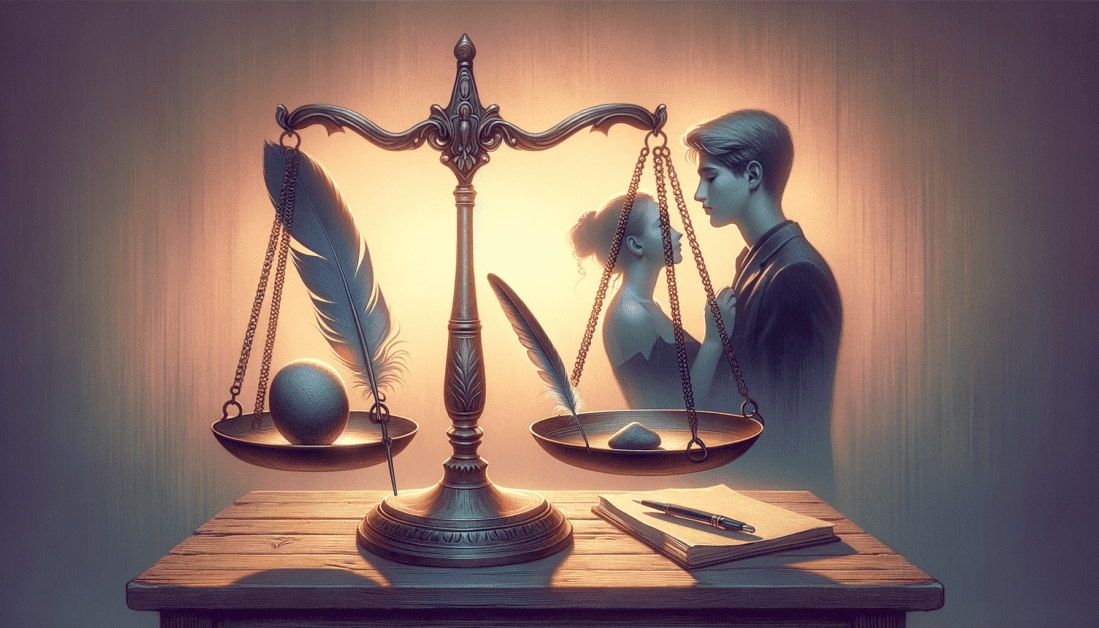 Romeo and Juliet Law Concept with Legal Scales