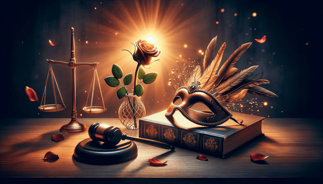 Romeo and Juliet law concept with legal scales