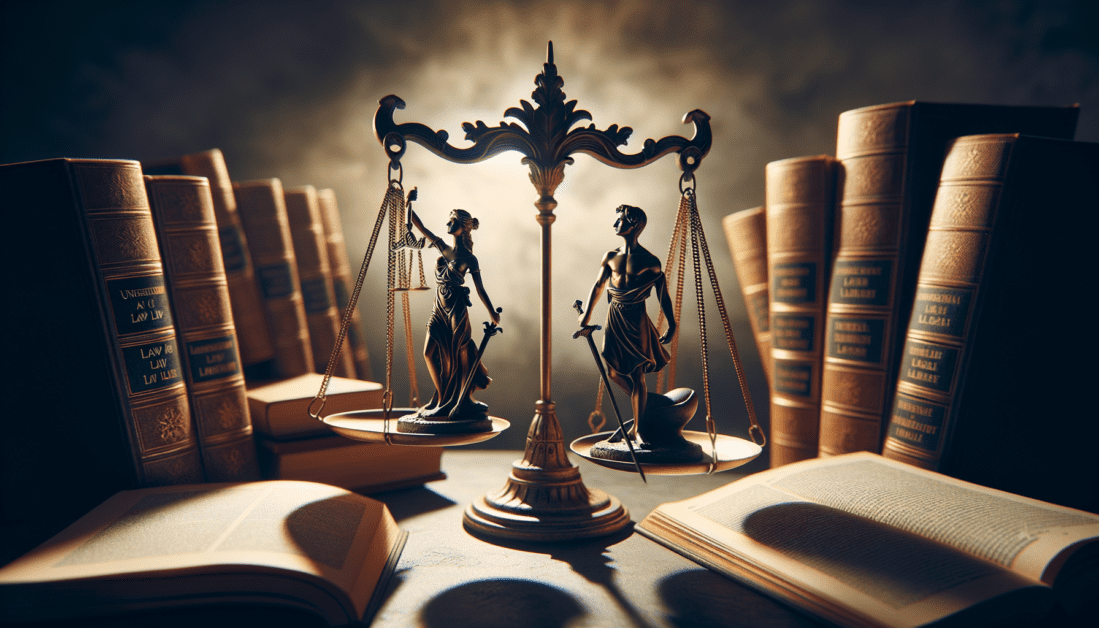 Legal Books with Scales of Justice Symbol