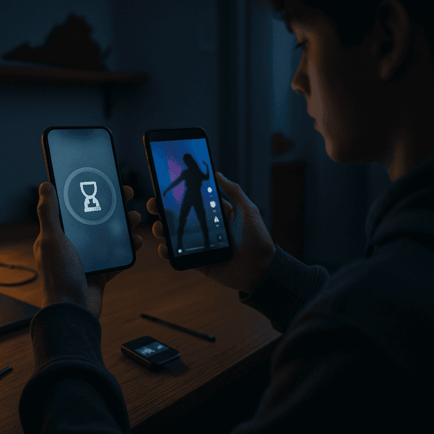 Teen scrolling TikTok on smartphone
