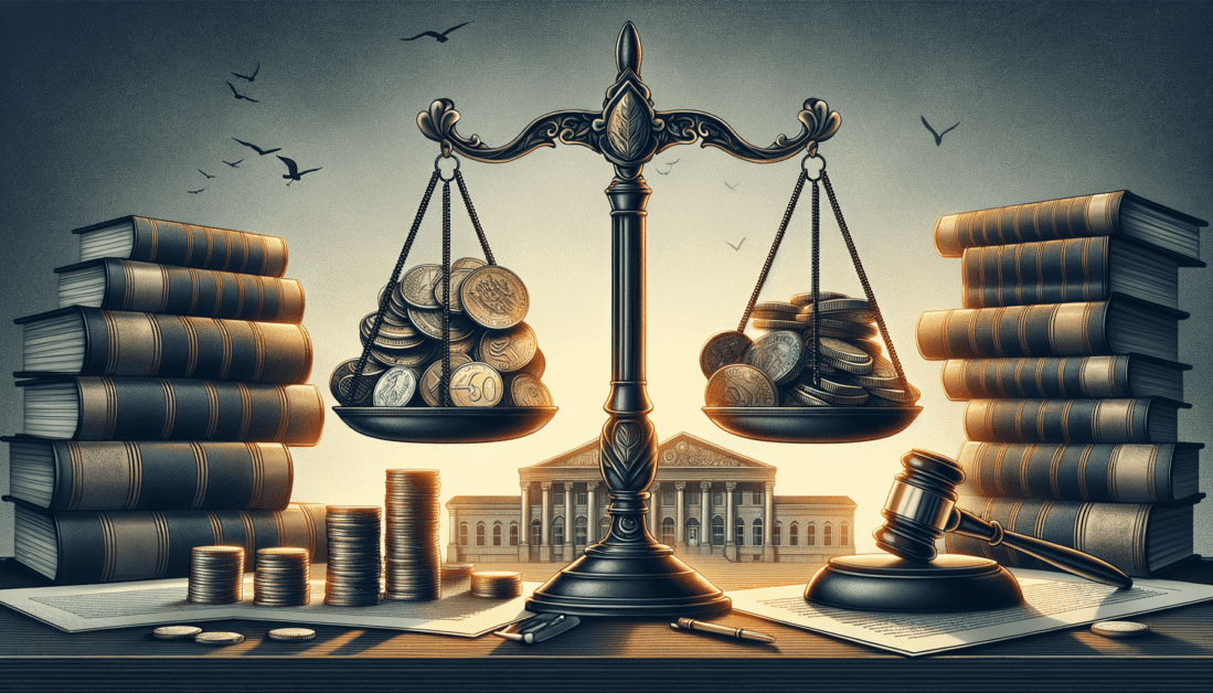 Attorney reviewing legal fee documents and cost breakdown
