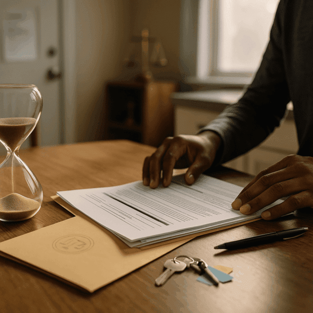 Tenant Reviewing Eviction Notice with Calendar