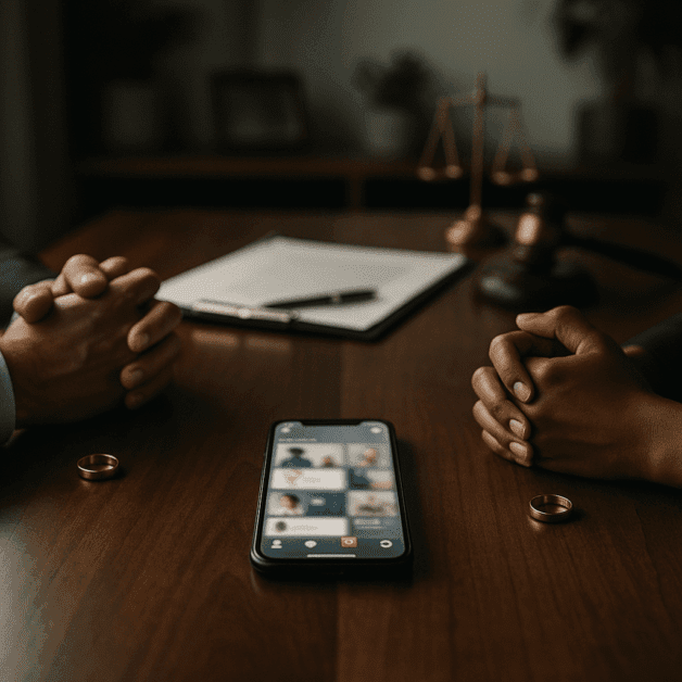 Divorce Decree with Social Media Icons