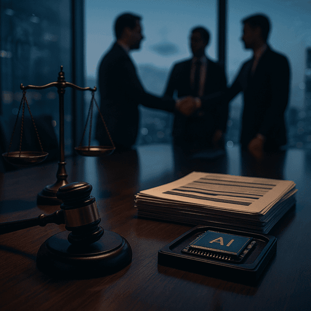 Ai Lawsuit Settlement Concept with Tech Icons