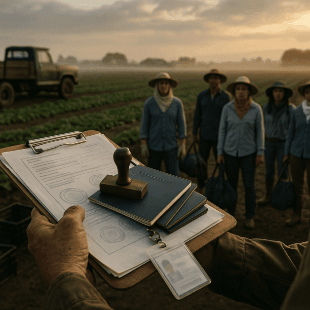 Farm Workers Harvesting Crops in a Field