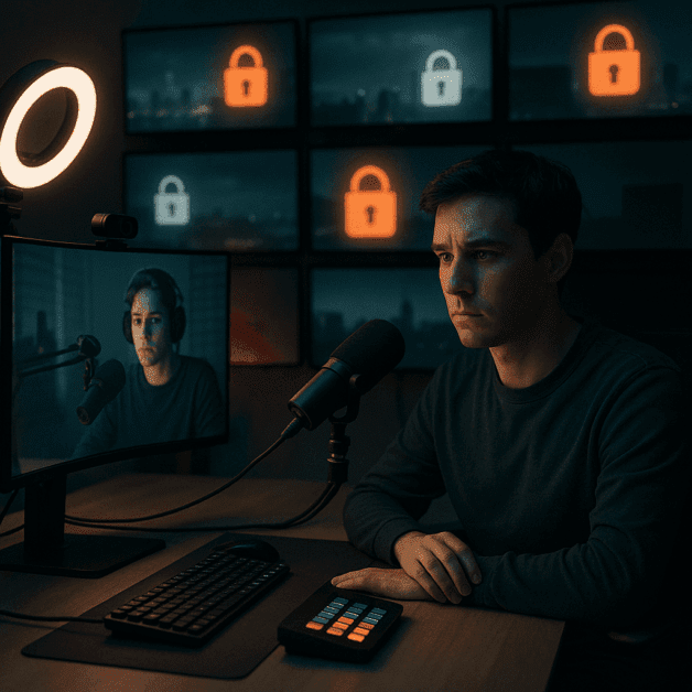 Livestreamer hosting a live broadcast online