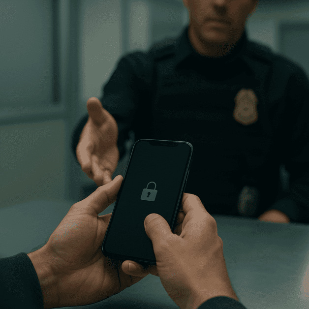 Ice Agent Requesting Phone Unlock from Person