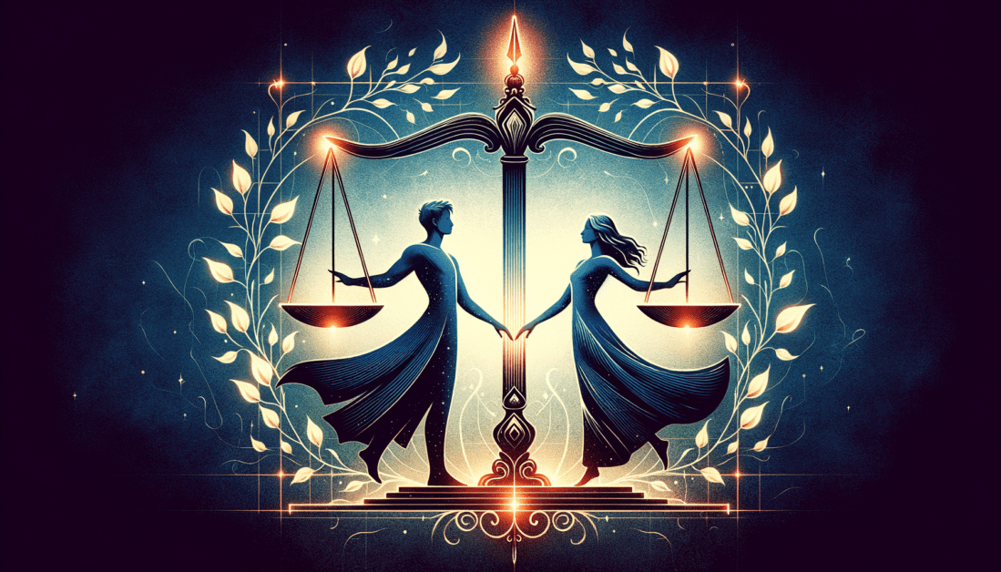 Romeo and Juliet Law Guide with Legal Scales and Hearts