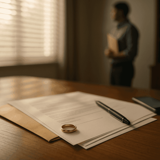 Divorce Papers on a Desk with a Pen