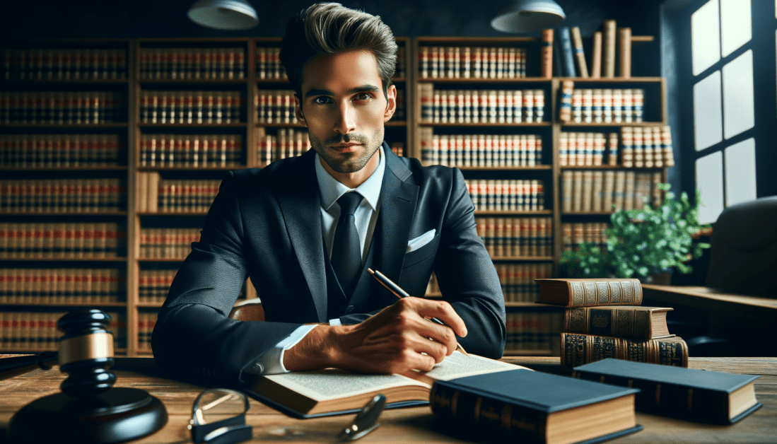 Attorney Consulting with Client in Modern Office