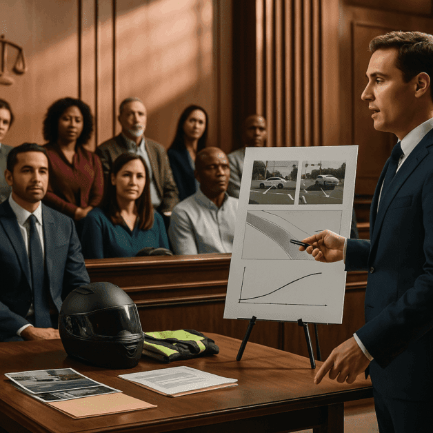 Motorcycle Accident Jury Bias Courtroom Scene