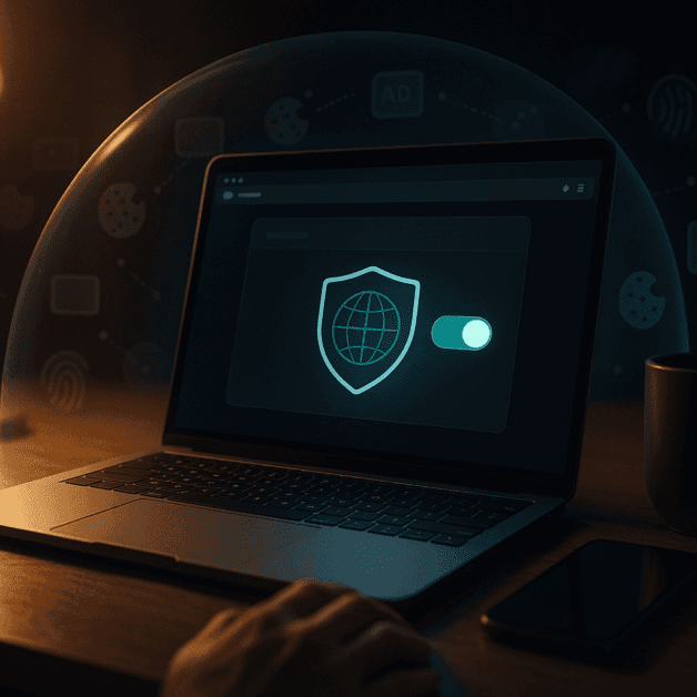 Browser Privacy Settings Toggle with Shield Icon