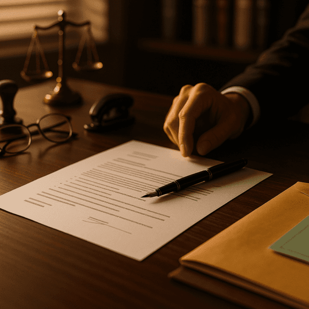 Cease-and-desist Letter on a Desk with Pen