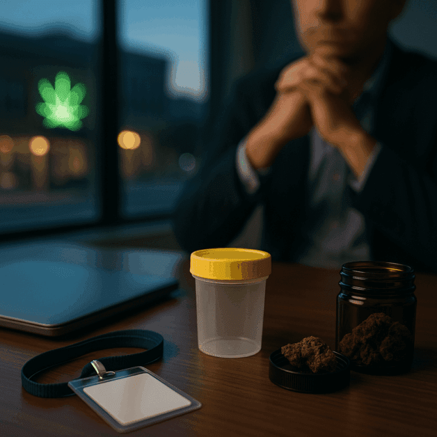 Cannabis Leaf Beside a Briefcase and Gavel