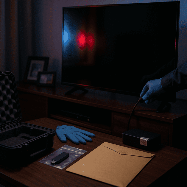 Smart Tv Displaying Legal Documents and Gavel