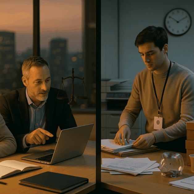 Intern Working Unpaid at Office Desk