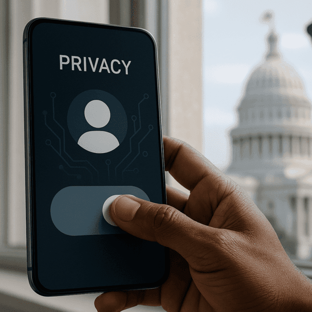 Person Reviewing Ai Data Privacy Settings on Laptop