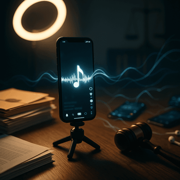 Tiktok Logo with Legal Gavel and Lawsuit Documents