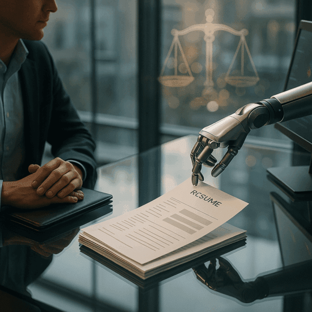 Robot Hand Reviewing Job Application Documents