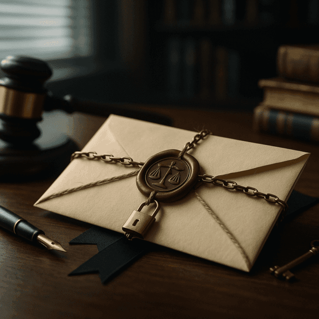 Sealed Will Document with Legal Lock Symbol