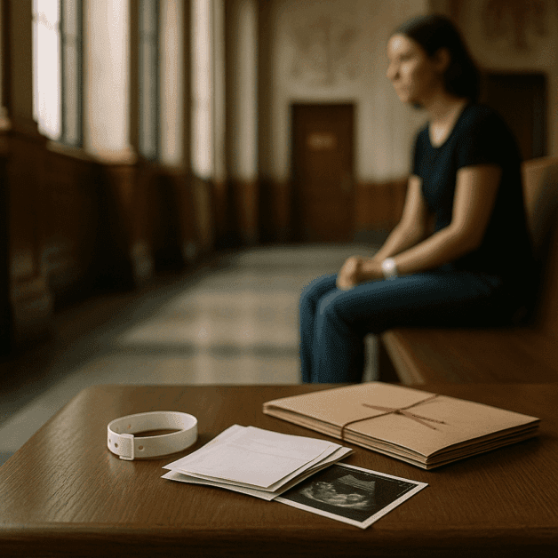 Gavel Beside a Positive Pregnancy Test