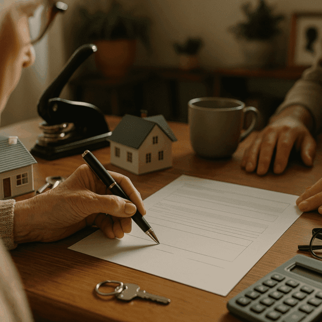 Grandma Signing a Quitclaim Deed Document