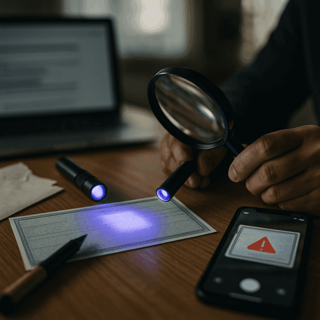 Fake Check Scam Warning Signs Illustration